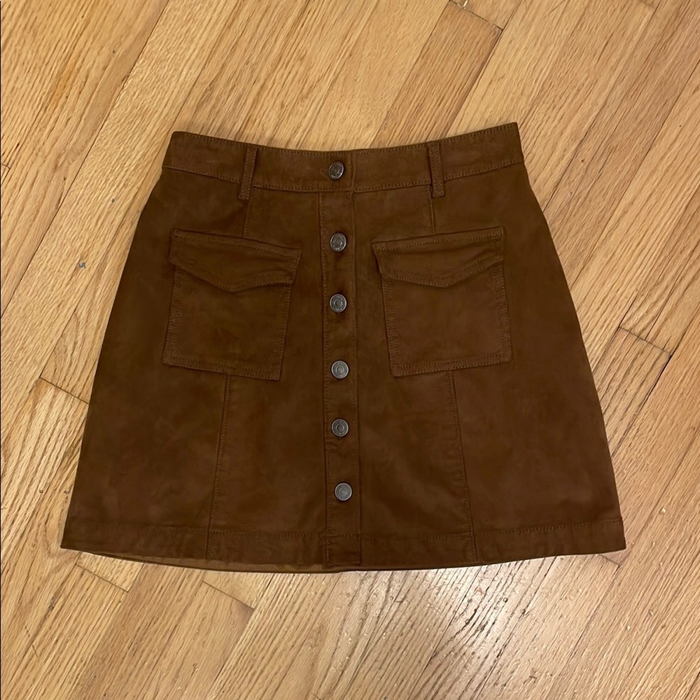 Abercrombie & Fitch Brown Vegan Suede A-Line Mini Skirt